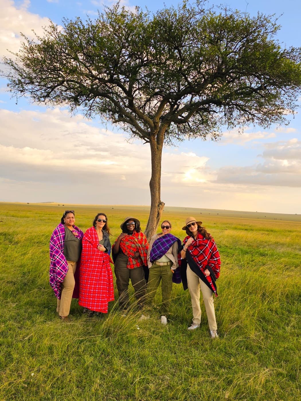 Diaspora Roots and Routes travelers gathered on safari
